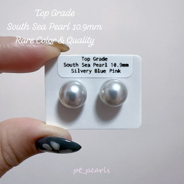 頂級 極光澳白珍珠 銀藍粉色 10.9mm 配18K配件 | Top Grade South Sea White Pearl in Silvery Blue Pink 10.9mm with 18K setting