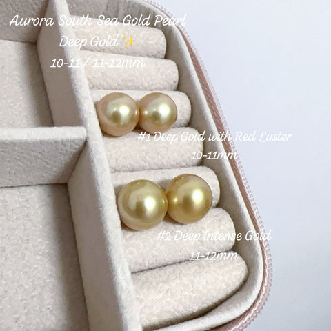 頂級極光南洋極濃金珠 10-11 / 11-12mm 配18K配件 | Top Grade Aurora South Sea Deep Gold Pearl 10-11 / 11-12mm with 18K setting
