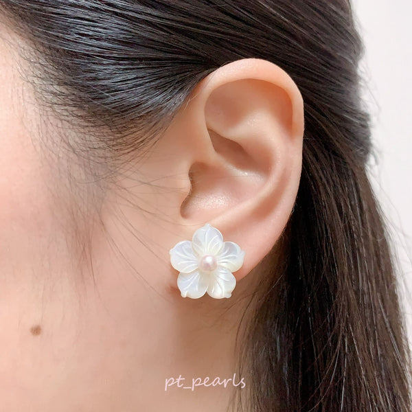 Akoya 配南洋珍珠 / 大溪地珍珠貝母耳環 | Akoya with South Sea Mother Pearl / Tahiti Mother Pearl Earrings