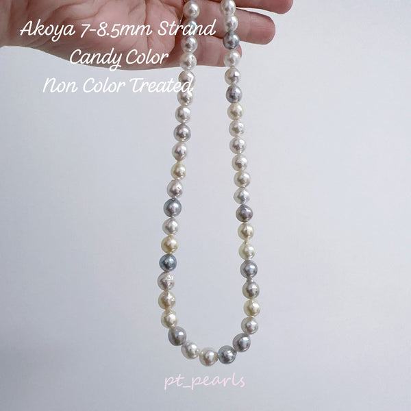 (限定價)  極光 Akoya 糖果色 無調色 7-8.5mm 珠鏈 | Aurora Akoya Candy Color Non Color Treated 7-8.5mm Pearl Strand