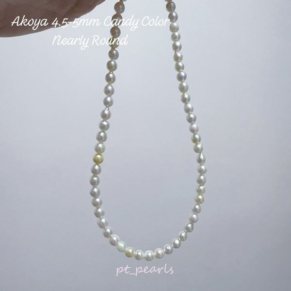 極光日本珍珠 Akoya 4.5-5mm 糖果色珠鏈 | Aurora Akoya 4.5-5mm Candy Color Pearl Strand
