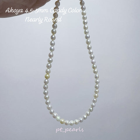 極光日本珍珠 Akoya 4.5-5mm 糖果色珠鏈 | Aurora Akoya 4.5-5mm Candy Color Pearl Strand
