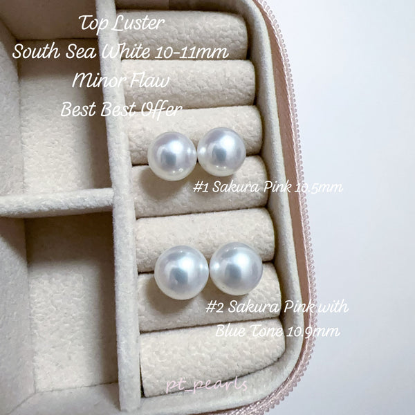 (限定價) 頂級鏡面 南洋澳白10-11mm 耳環  | Top Luster South Sea White Pearl 10-11mm Earrings