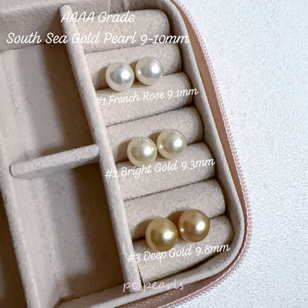 AAAA級極光南洋濃金金珠 / French Rose珍珠 9-10mm 配18K配件 | AAAA Grade Aurora South Sea Deep Gold / French Rose Pearl 9-10mm with 18K setting