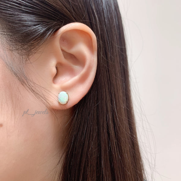 1卡86份澳寶耳環 連14K配件| 1.86 carat Opal with 14K setting Earrings
