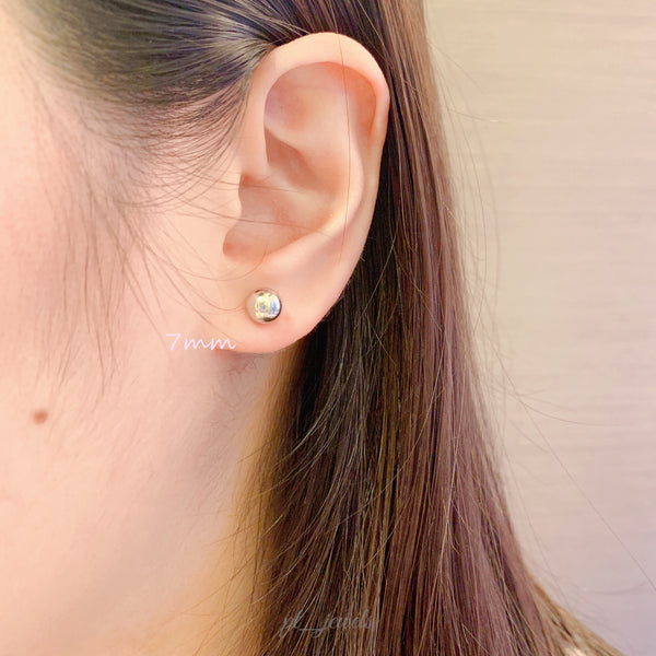 素金波波耳環及戒指 連18K配件 | Ball Shape Earrings & Ring in 18K setting